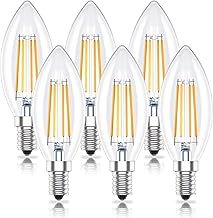 Huoqilin E14 Led Candle Bulbs, SES C35 Small Edison Screw Light Bulb, 4W (40W Equivalent),Warm White 2700K, Pack of 6