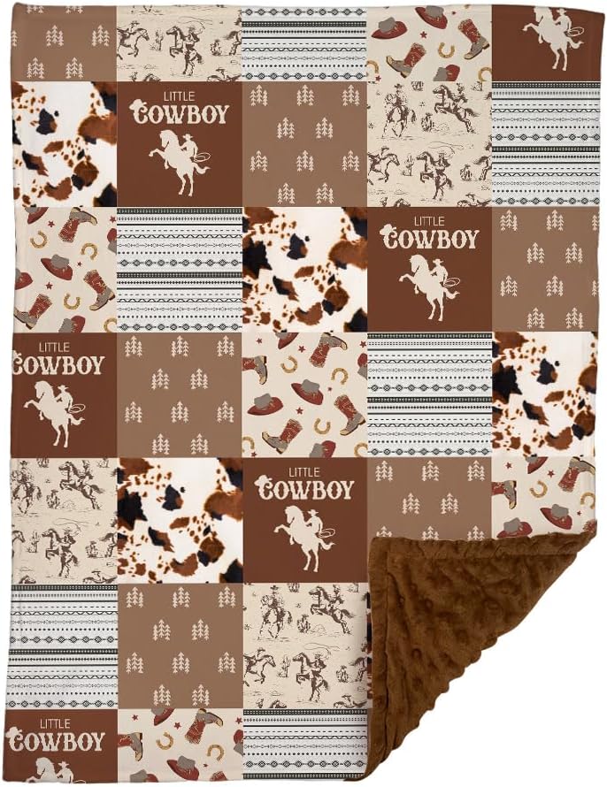 Western Baby Blanket, Cowboy Minky Blankets for Boys Girls, Nursery Room Decor, Soft Warm Lightweight Nursery Bed Blanket for Newborn Toddlers Son Daughter (10) - Image 9