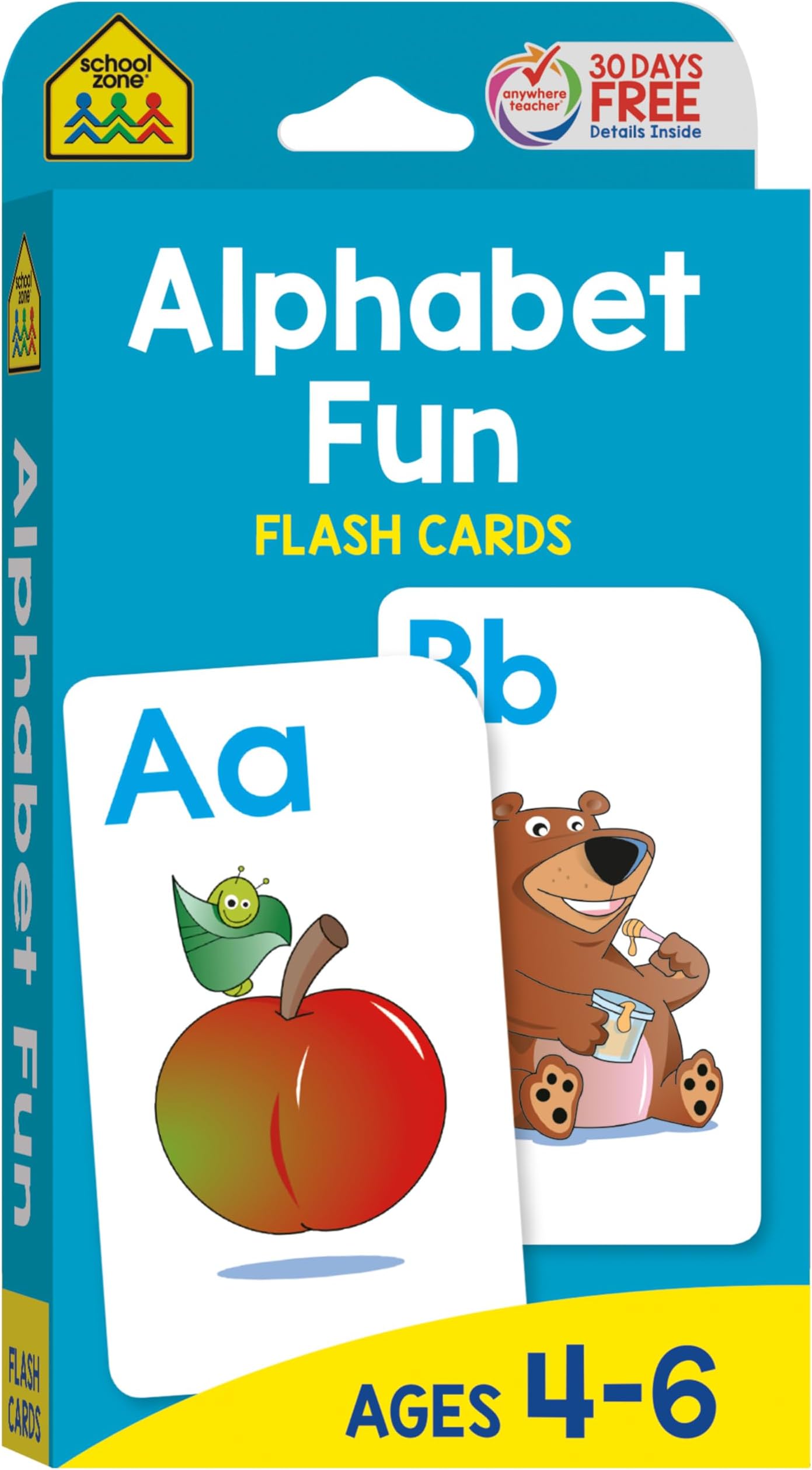 School Zone Alphabet Fun Flash Cards: 56 Cards, Preschool, Kindergarten, ABCs, Uppercase and Lowercase Letters, Spelling, Ages 4 to 6