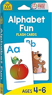 School Zone Alphabet Fun Flash Cards: 56 Cards, Preschool, Kindergarten, ABCs, Uppercase and Lowercase Letters, Spelling, ...