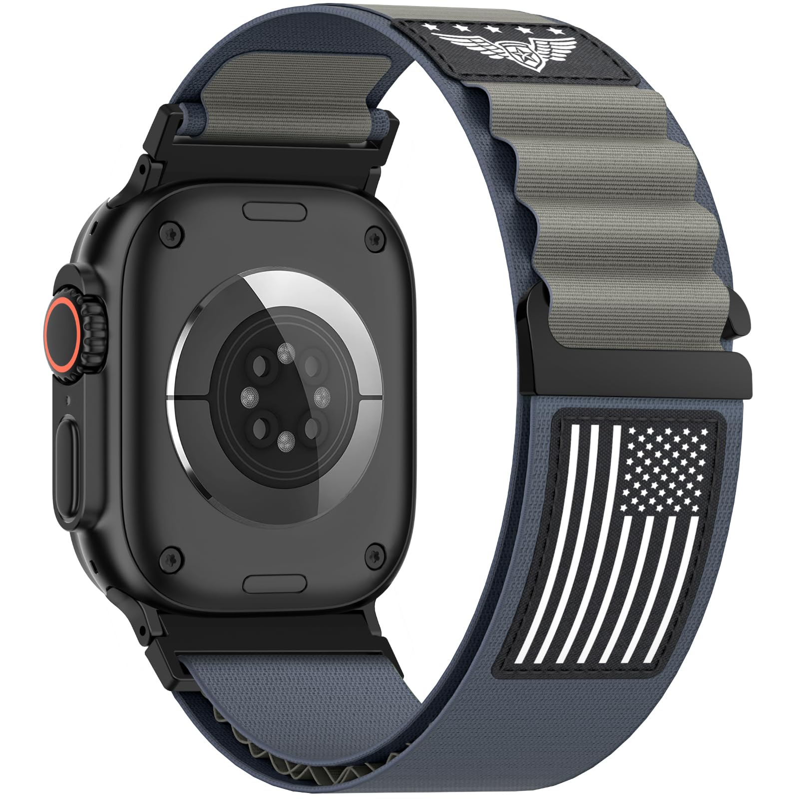 Patent Pending Alpine Loop Nylon Band Compatible with Apple Watch Bands Ultra 3 2 1 49mm 44mm 45mm 46mm 42mm Men, Nylon Sport Strap Star-Stripe Flag Wristband for iWatch Series SE 11 10 9 8 7 6 5 4 3
