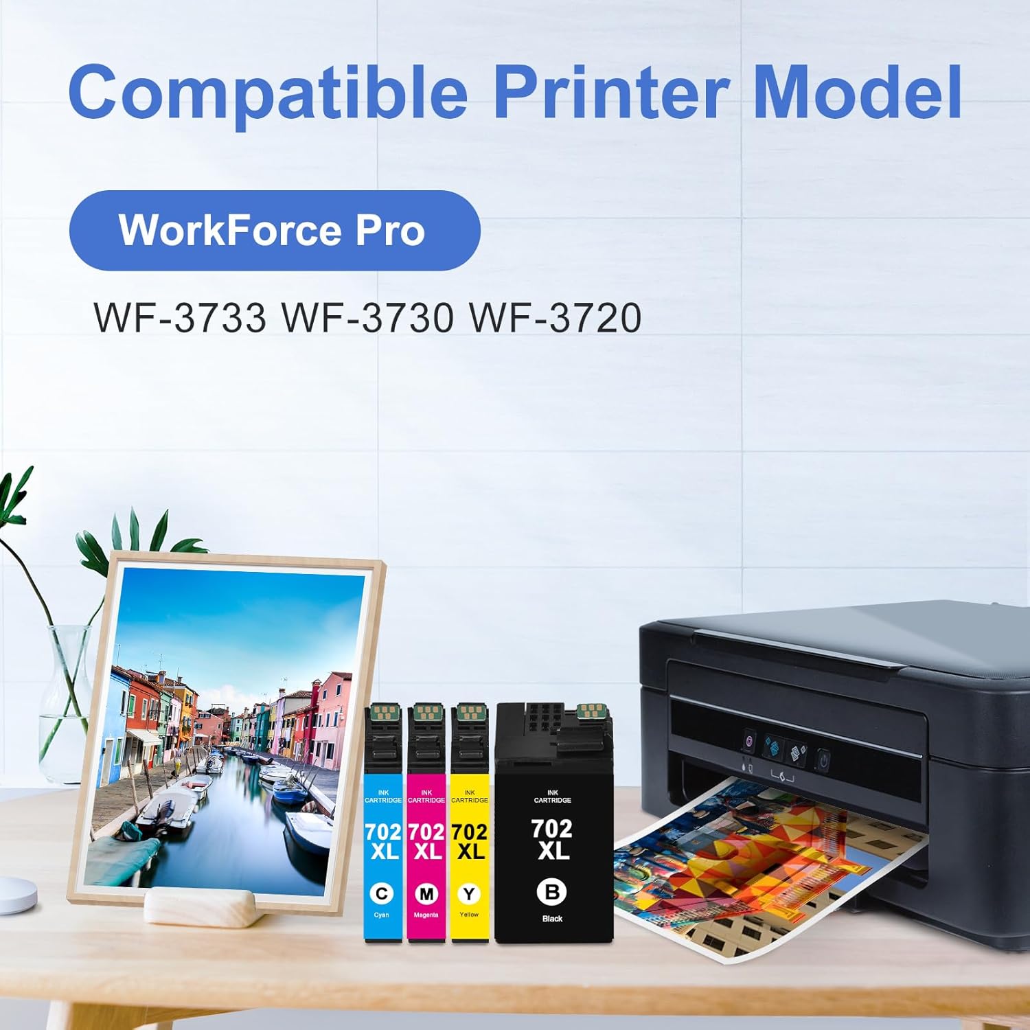 myCartridge SUPRINT 702 Ink Cartridges Remanufactured High Yield Replacement for 702XL Ink Cartridges Combo Pack 702 XL T702XL use with Workforce Pro WF-3720 WF-3730 WF-3733 Printer (4 Pack)