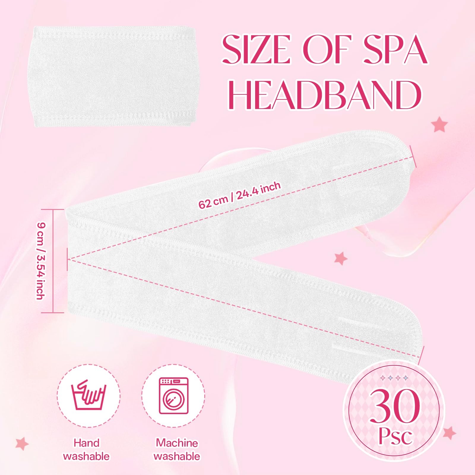 Lot de 80 bandeaux spa réglables pour femme - Bandeau antidérapant pour le lavage du visage, le maquillage, la douche, les soins de la peau et le yoga - Blanc - 80