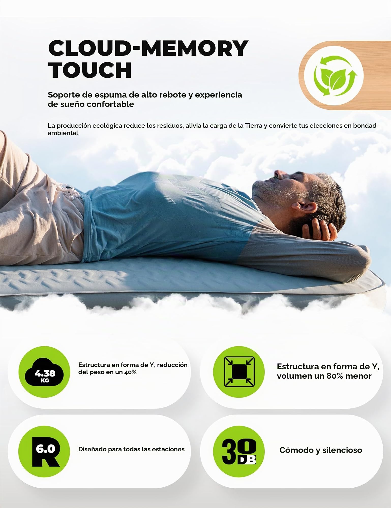 Colchoneta Autoinflable Aislante Valor 6R para 1 Persona | Espuma Cortada en Y, 10cm de Grosor, Esterilla con Bolsa de Bombeo para Camping, Senderismo, Tienda de Campaña, Verde