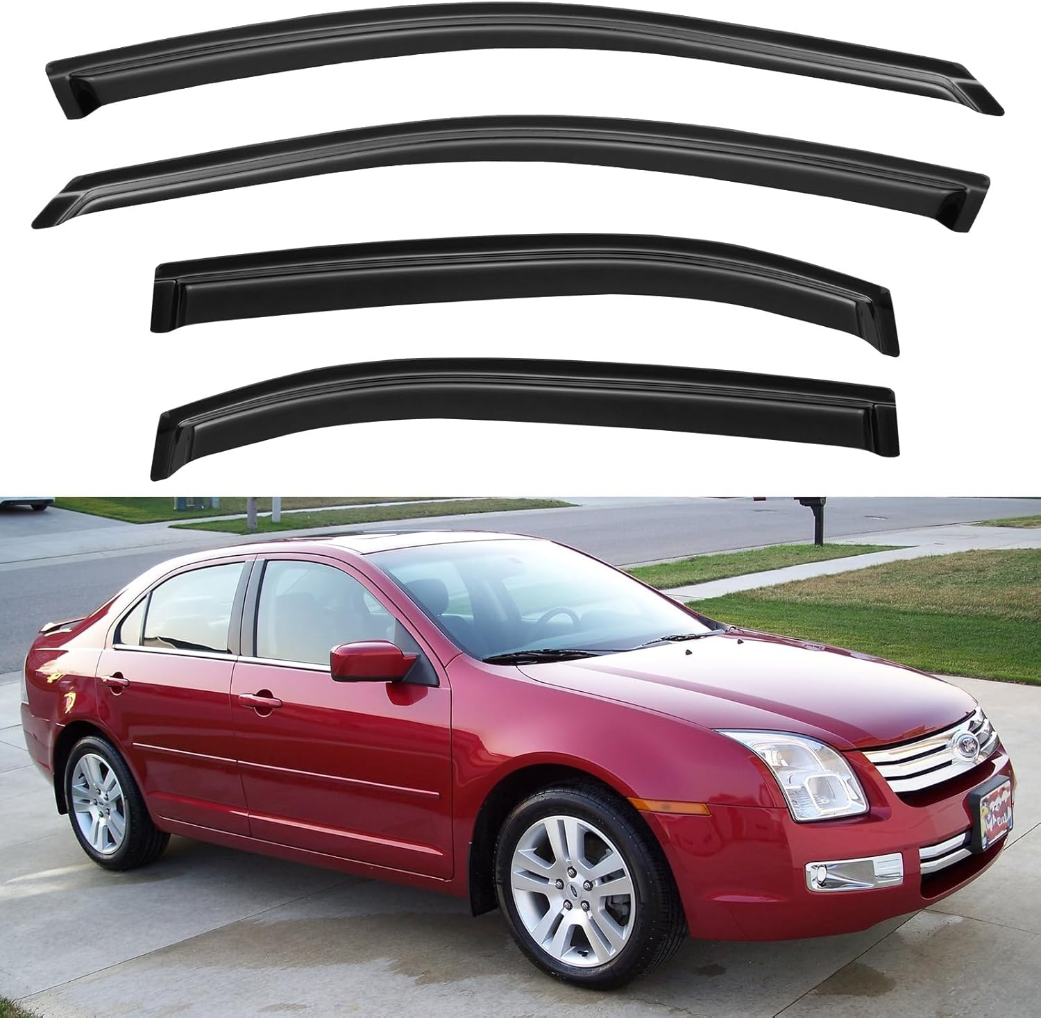 Window Visors Rain Guards Shield for 2006-2012 Ford Fusion, 2007-2013 Lincoln MKZ, 2006-2010 Mercury Milan, 2006 Lincoln Zephyr Window Wind Deflectors Vent Shades