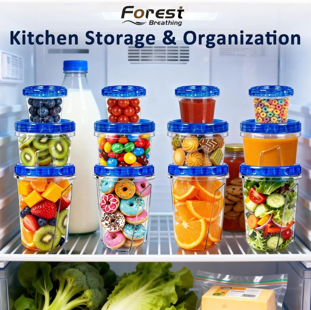 18 Pack Reusable Freezer Storage Containers with Twist Top Lids Airtight(34oz/17oz/4oz), Plastic Food Storage Containers with Lids for Meal Prep Soup Snack Fruit, Soup Container Freezer Microwave Safe - Image 7