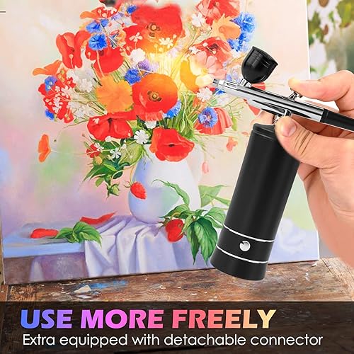 Miniatura 4 de Airbrush Kit with Compressor, Air Brush Gun Rechargeable Portable High Pressure Air Brushes with 0.3mm Nozzle and Cleaning Brush Set for Painting,