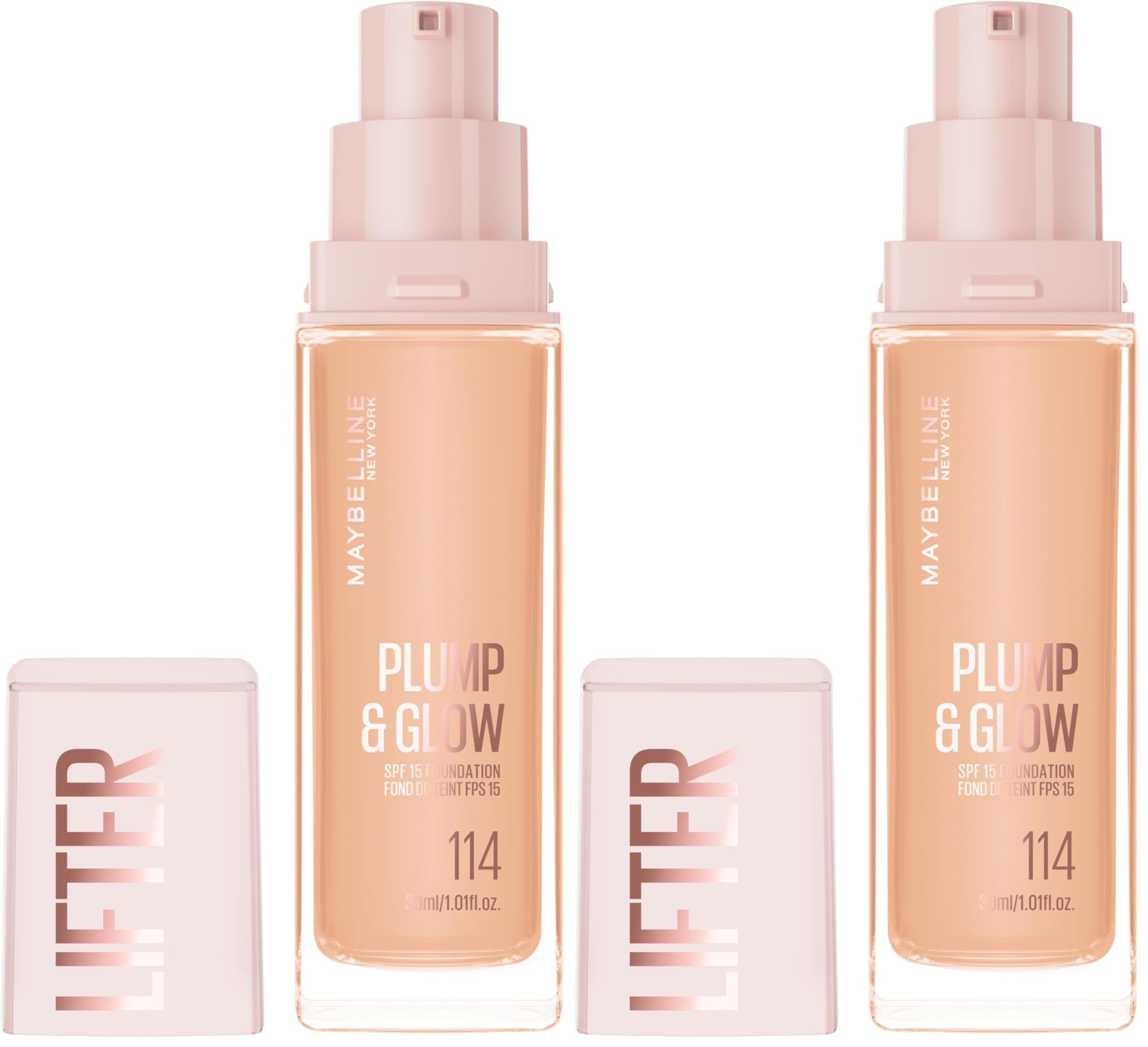 Maybelline New York Lifter Niasinamid ve Hyalüronik Asit İçeren Aydınlatan Fondöten - 114 (2 paketi)