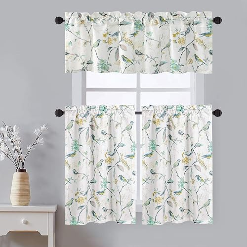 Miniatura 8 de VOGOL Juego de cortinas y cenefas para sala de estar, cenefas de granja para ventana de cocina, nivel de cortina de pájaros para ventanas pequeñas,