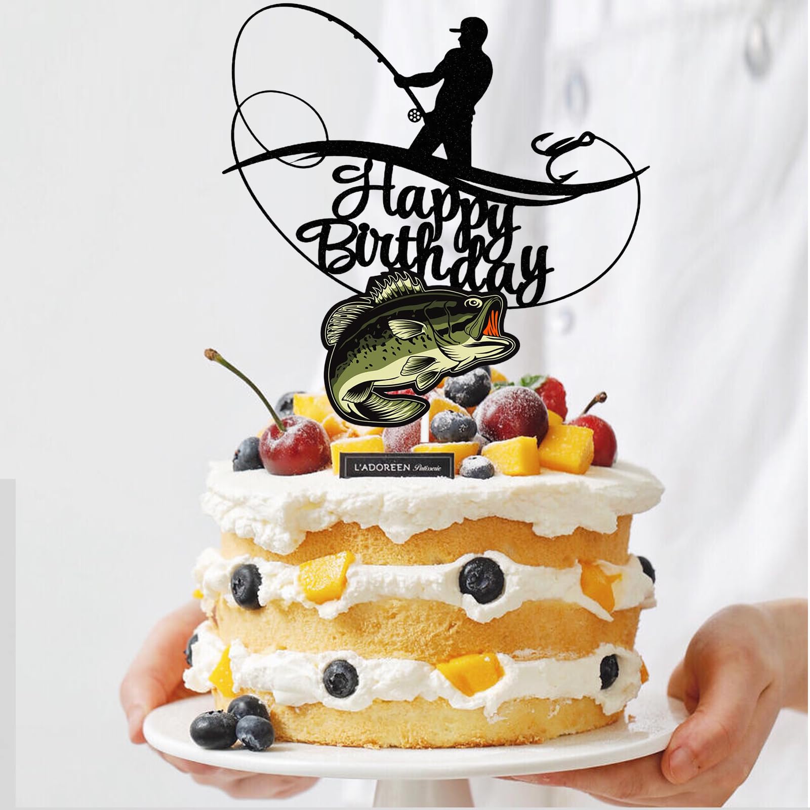 Lot De 2 Décorations De Cupcakes En Forme De Canne à Pêche