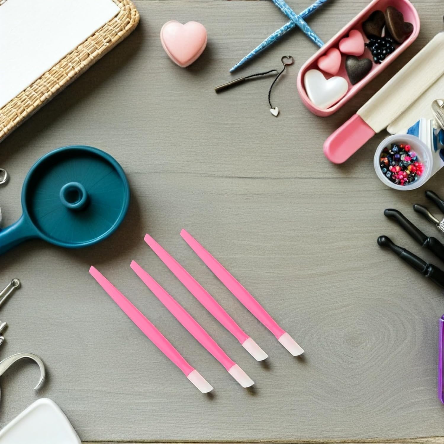 Beavorty 50pcs Nail Art Tools Kit with Nail Steel Pusher Professional Multifunctional Plastic Manicure Stick for Salon Manicures