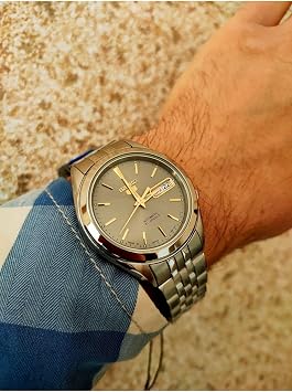 SEIKO 5 Automatic Mens Watch Grey Gold SNKL19J1