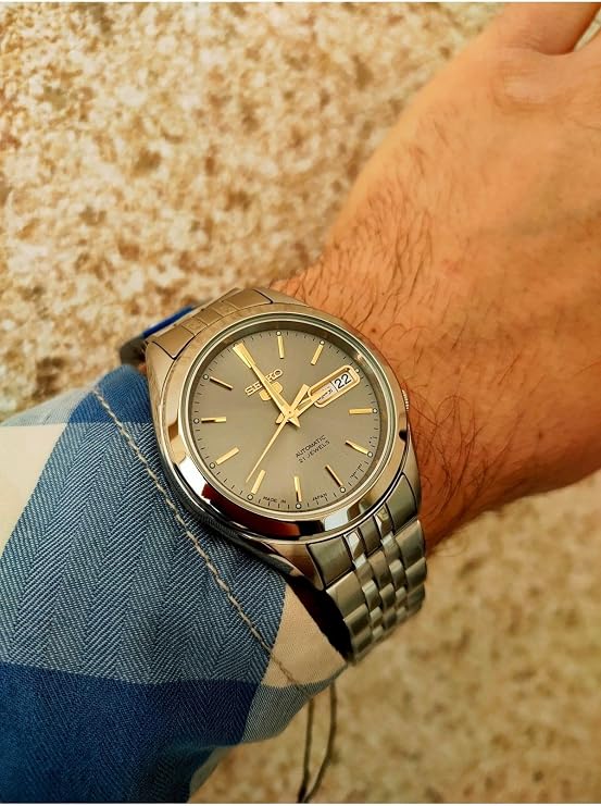 SEIKO 5 Automatic Mens Watch Grey Gold SNKL19J1