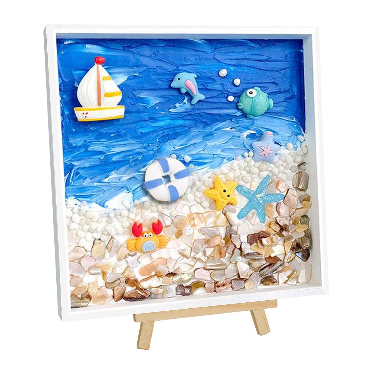 Azonee DIY Beach Mosaic Painting Kit, Beach-Themed Craft Set with Cartoon Accessories, Handmade Gem Art Stickers for Kids, Ideal for Festival and Room Decor