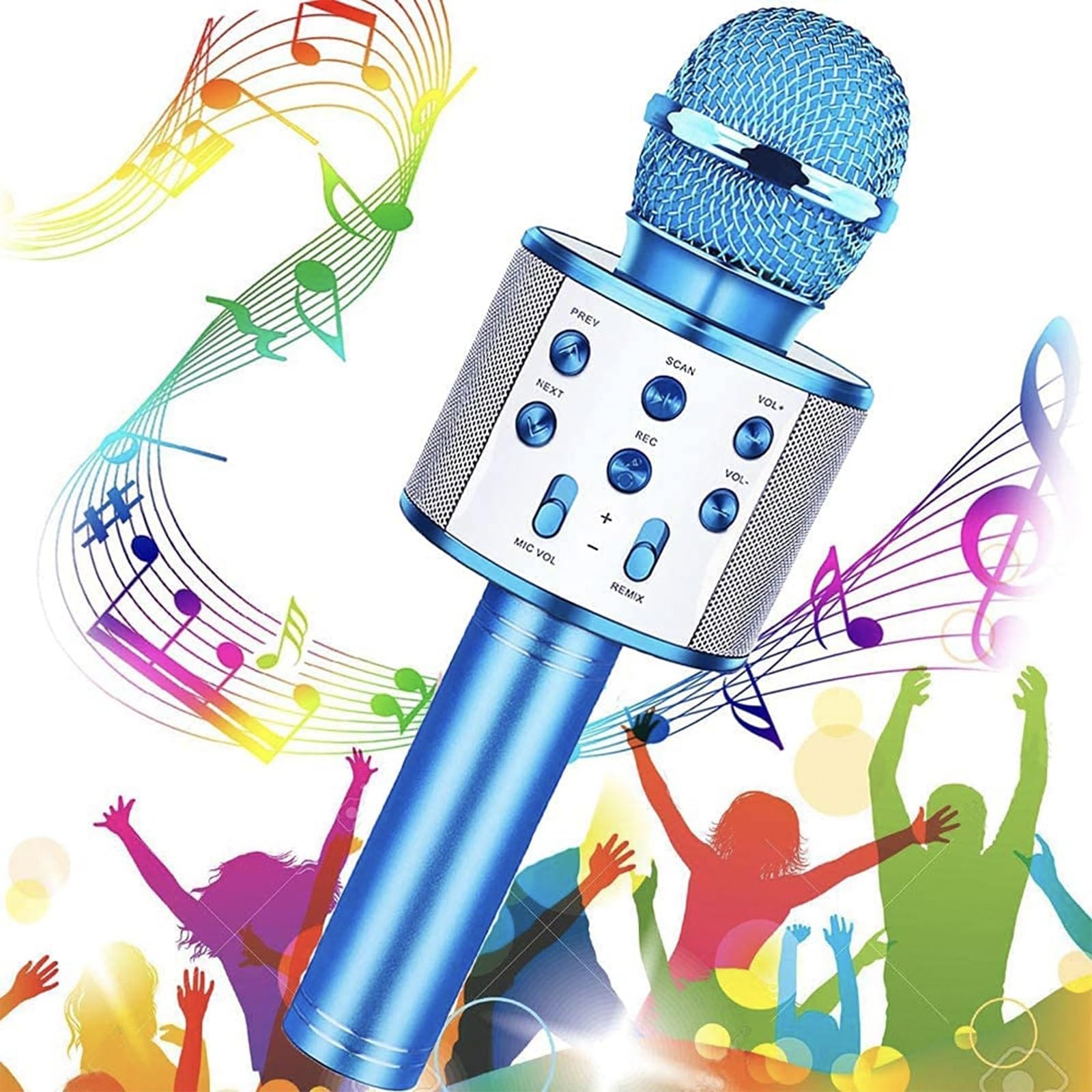 Hxoity Blue Tooth Wireless Karaoke Microphone Portable Karaoke Machine For All Smartphones/Car/Party/Pc(Blue)