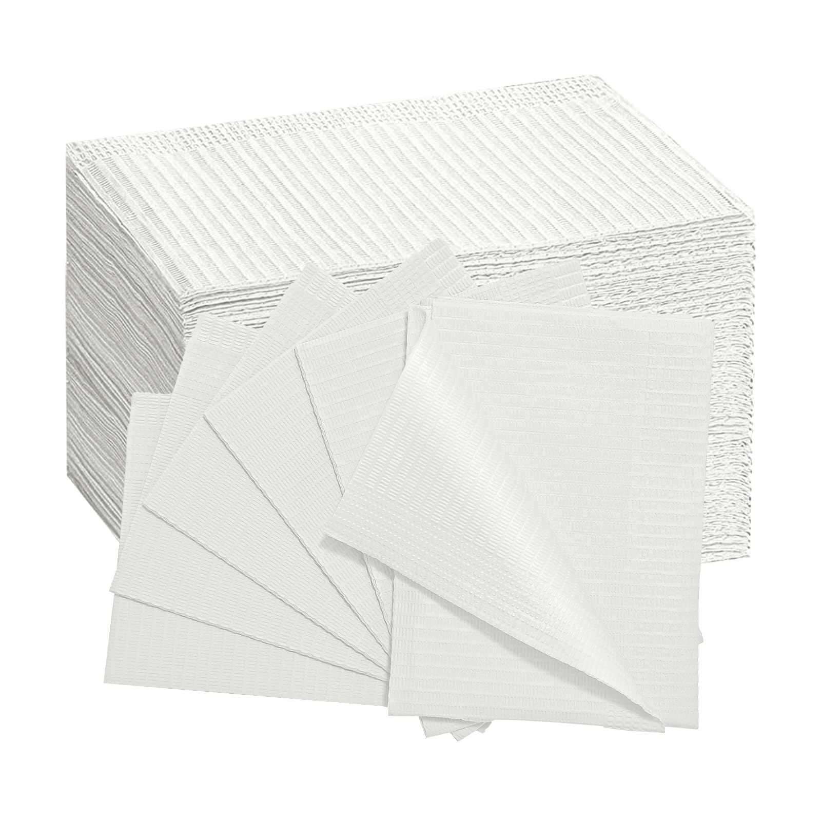 Lot de 50 bavoirs jetables en papier à ongles imperméable à 3 couches, blanc