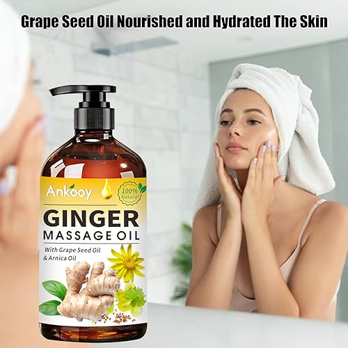 Miniatura 5 de Paquete de 3 aceites de masaje de jengibre con aceite de árnica, aceite de vitamina E y aceite de semilla de uva, aceite de jengibre para drenaje