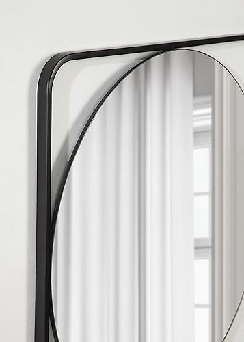 Miniatura 3 de Kate and Laurel Nobles Radius - Espejo esquinero enmarcado, 24x24, negro