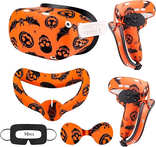 Relohas Accessories for Oculus Quest 2, VR Accessory Set for Meta Quest 2, Include Controller Grip Leather Cover, VR Shell Cover, Face Cover, Lens