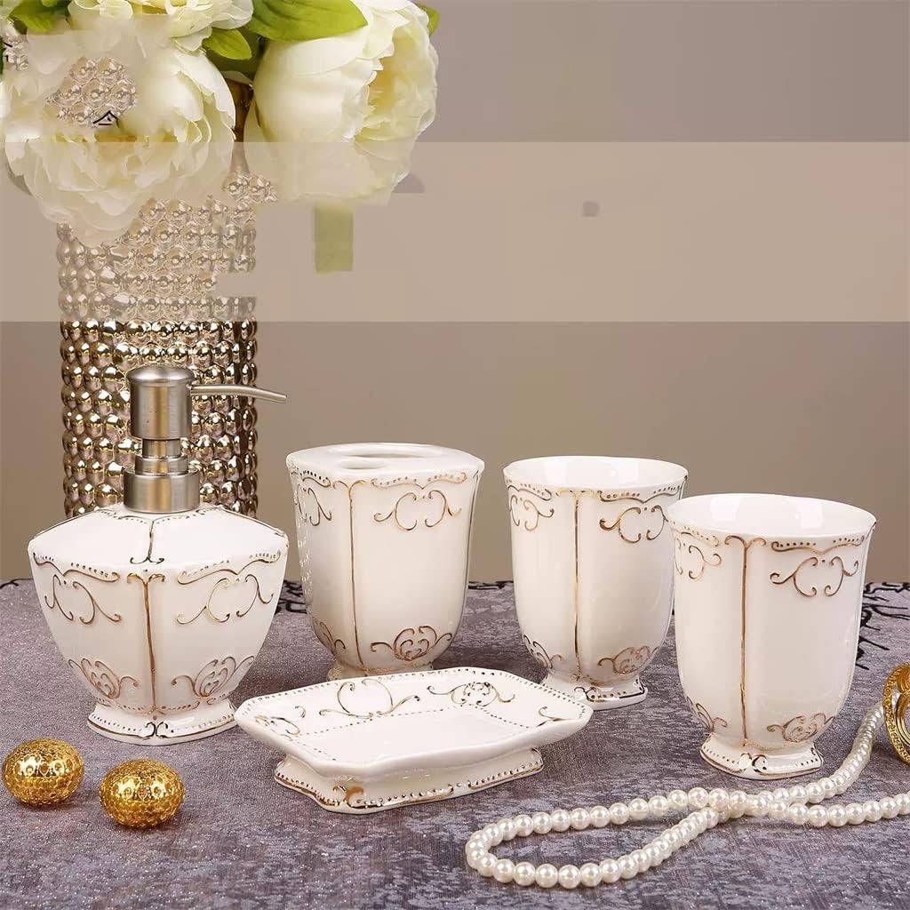Classical Ceramic Bathroom Six-Piece Mouthwash Cup Toothbrush Holder Wash Set Supplies
