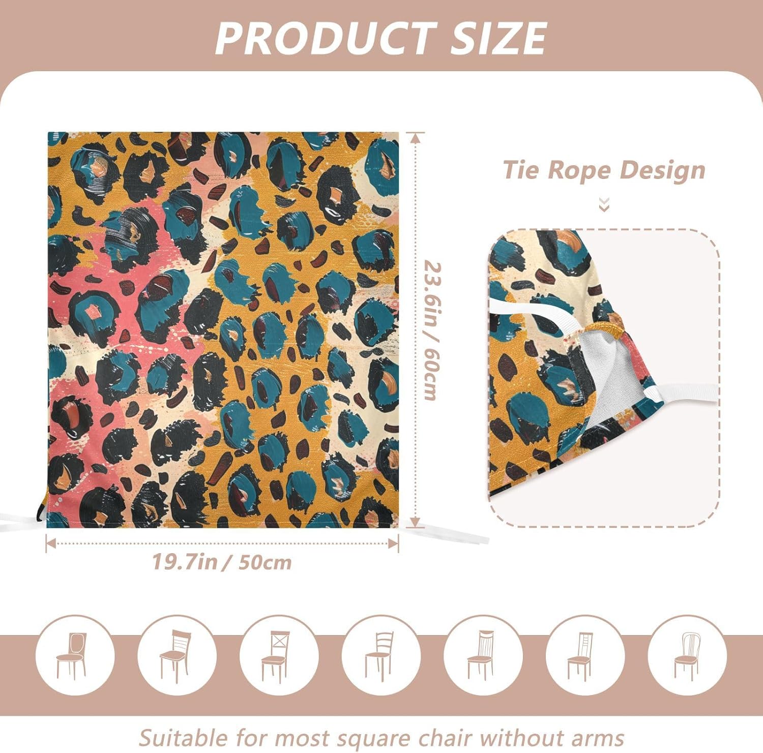 ALAZA Colorful Leopard Spots Geometric Chair Back Cover Set of 6, Washable Reusable Removable Chair Slipcovers Decorative Chair Cover for Home Kitchen Wedding Party