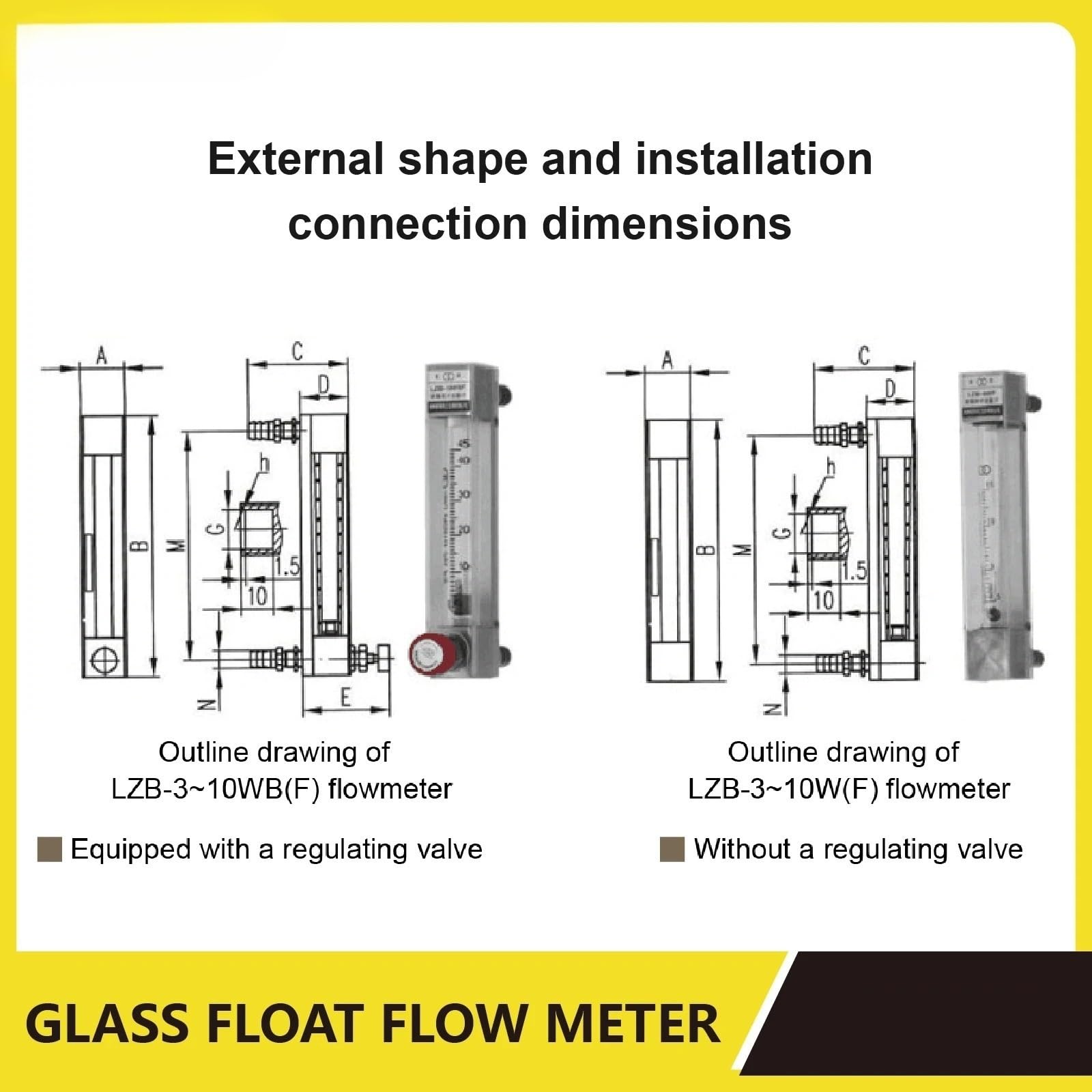 LZB-3WB - Medidor de flujo de flotación de vidrio, rotámetro de tubo de vidrio, micro medidor de flujo de gas para aire, nitrógeno y oxígeno, ajustable (contáctenos)