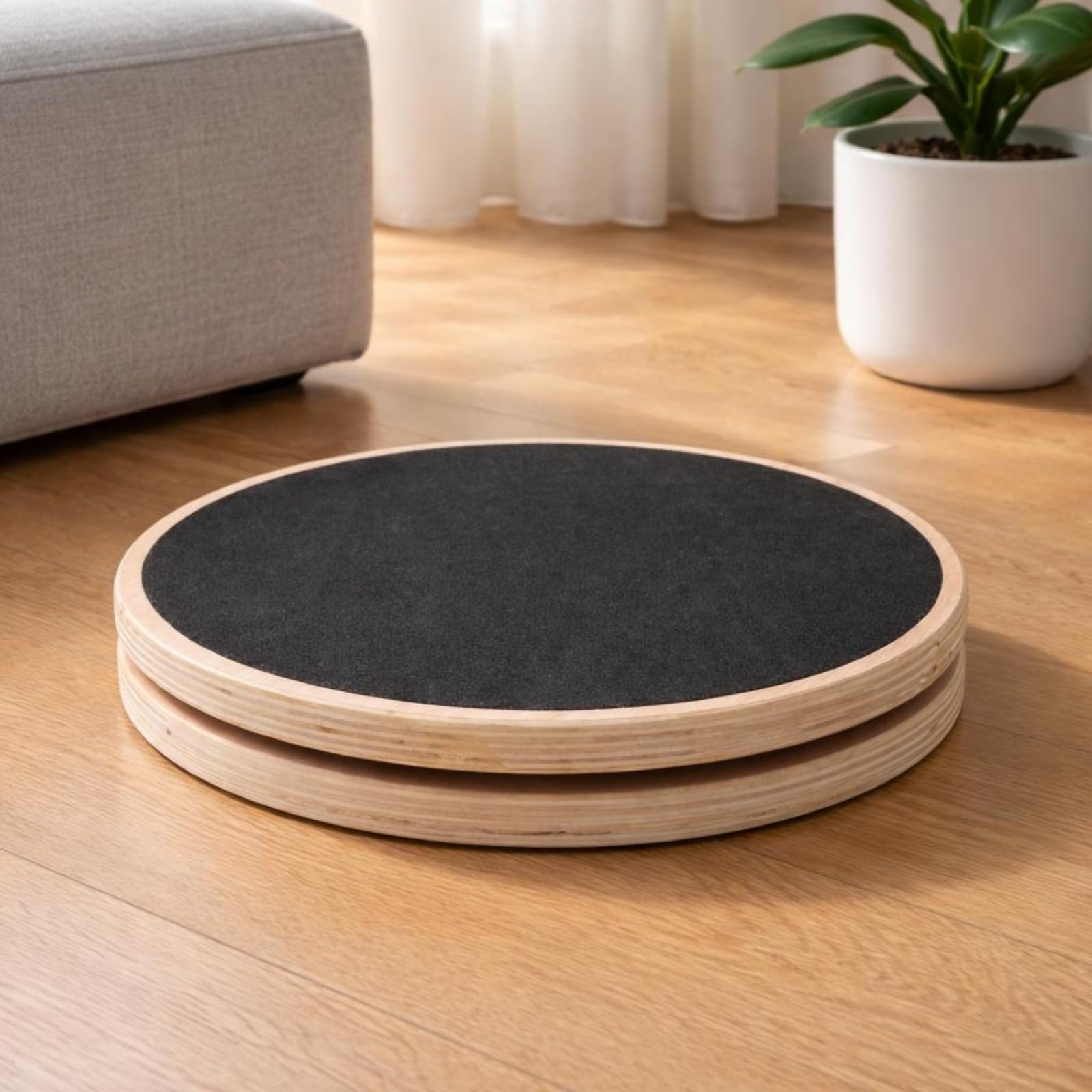Qianly Tavola Board Tavola Equilibrio Piastra Rotante Piattaforma Girevole Allenamento Core Struttura in Legno Superficie Antiscivolo per Esercizi Domestici