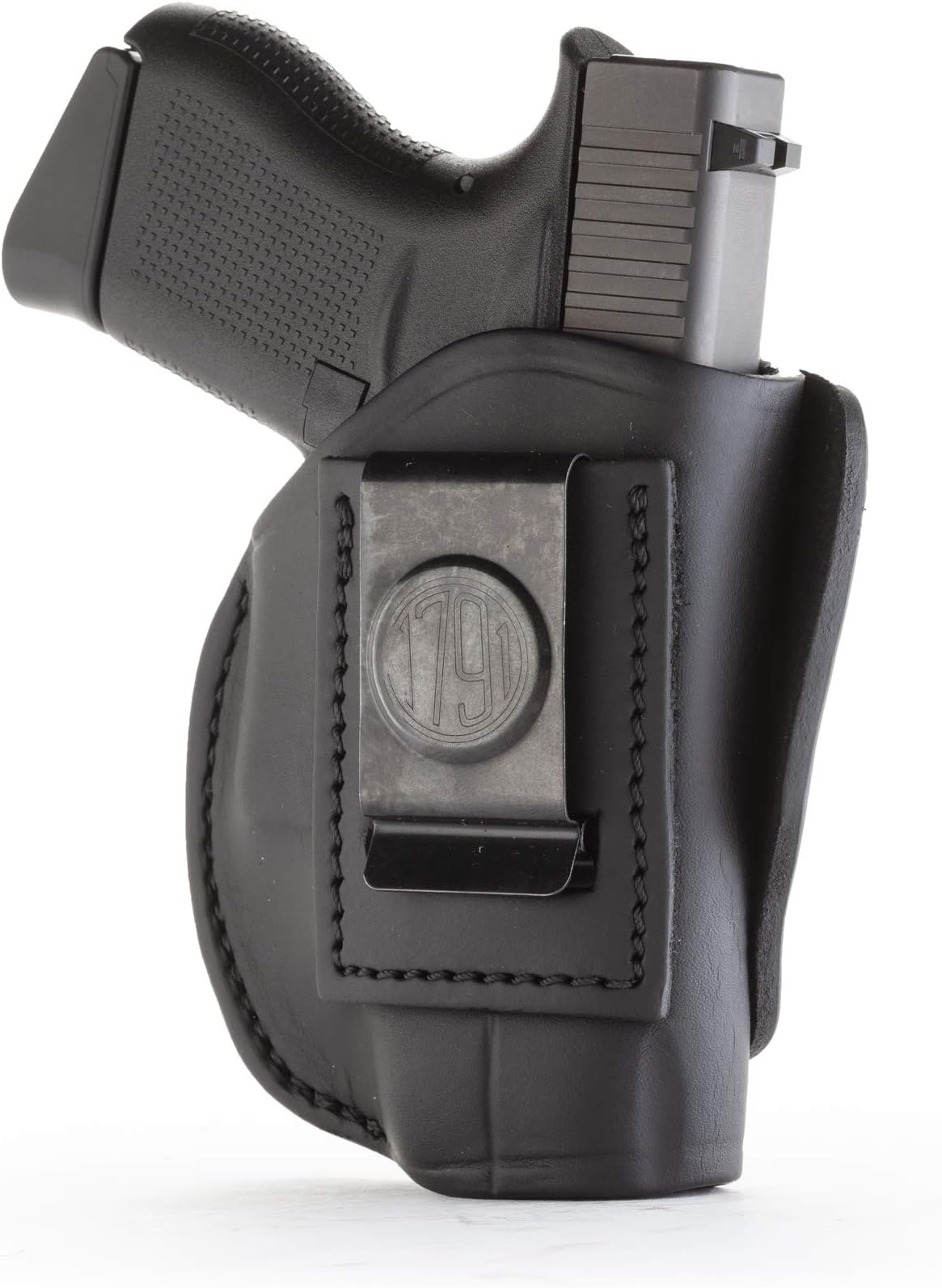 1791 GunLeather 4-Way G43 Holster - OWB and IWB CCW - Right Handed Leather Gun Holster - Fits Glock 43 (G43), Glock 42 (G42), Kahr CW380 and S&W Bodyguard