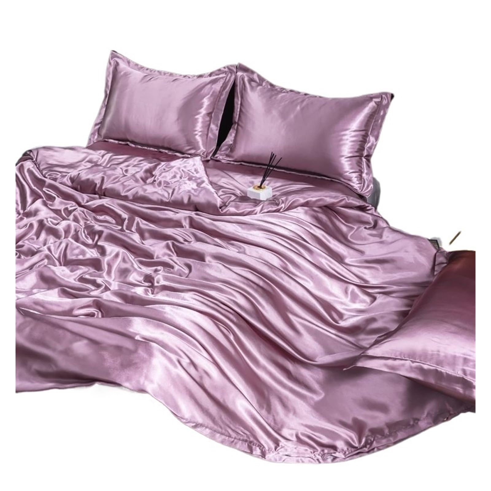 UALXPAO silk bedding Silk Bedding Set Satin Silky Duvet Cover With Pillowcase Home Textiles Solid Color Bed Sets(Color O,200x230cm-4pc set)