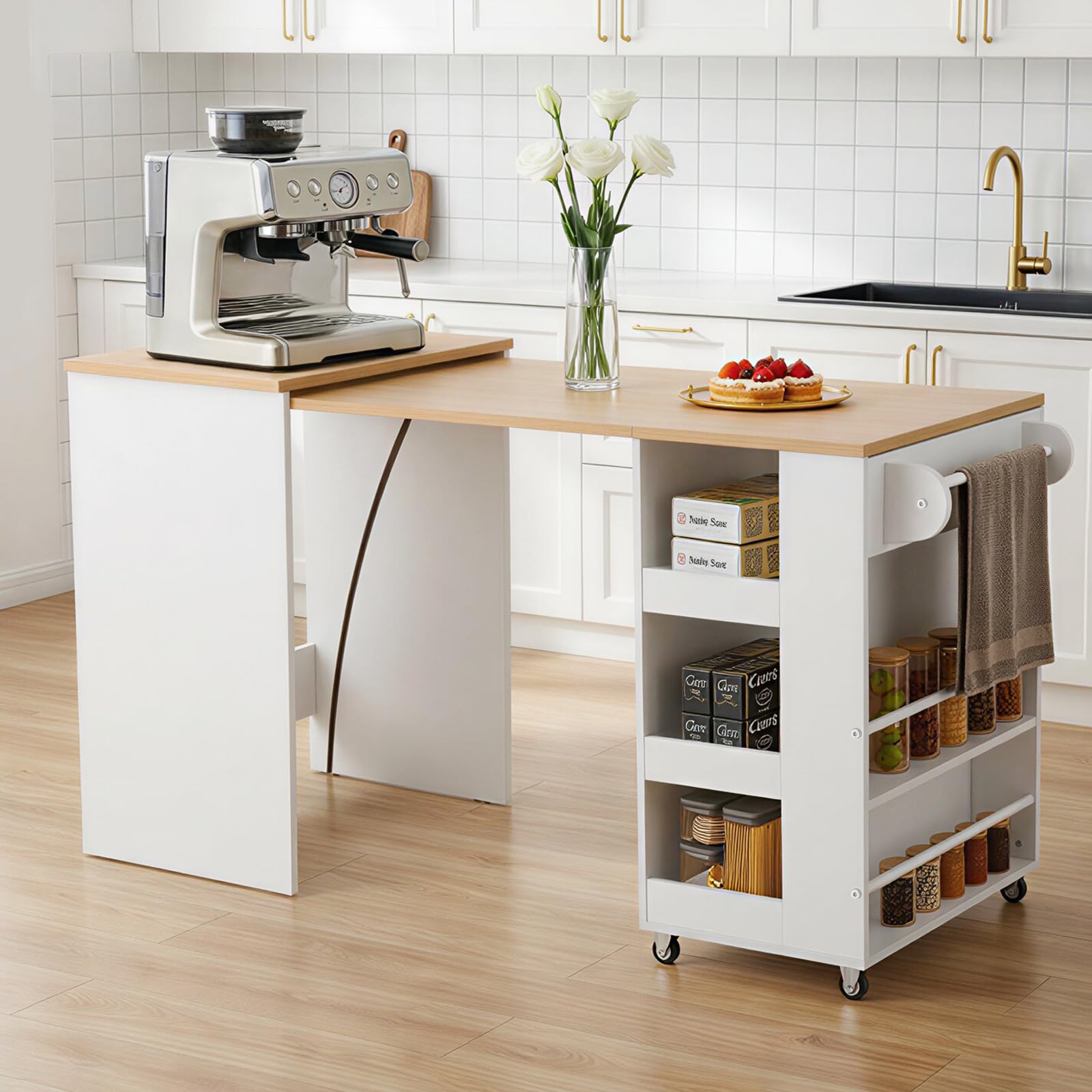 Amazon.com: EROMMY Extendable Kitchen Island on Wheels with