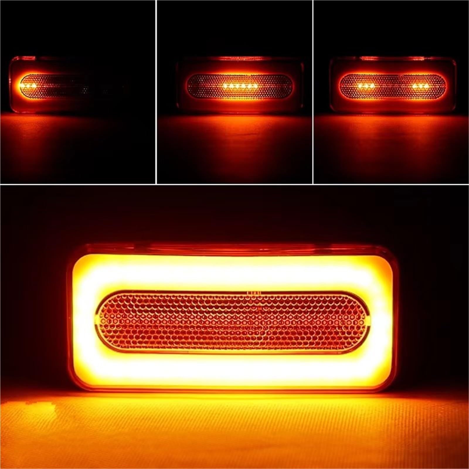 Genérico intermitente automóvil Luz Trasera Universal Remolque 3 En 1 Anillo Flash Halo 12V 24V Señal Giro Freno Cuadrado Lámpara Circulación Diurna Camioneta(2pcs Oval)