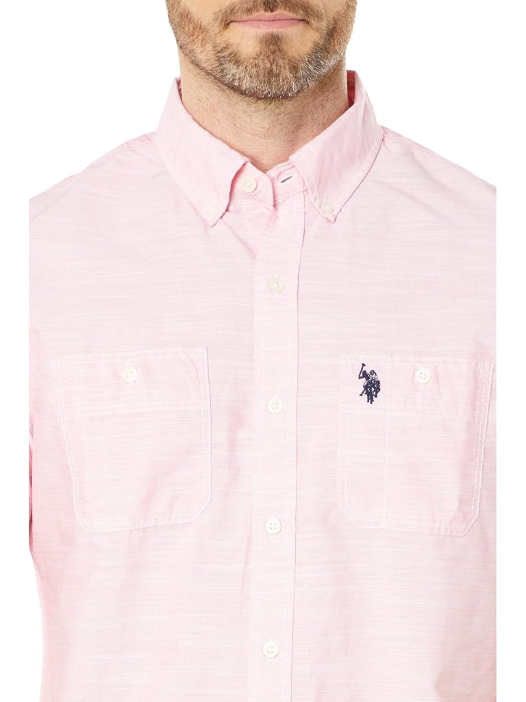 U.S. POLO ASSN. Short Sleeve Solid Eoe Slub Woven Shirt