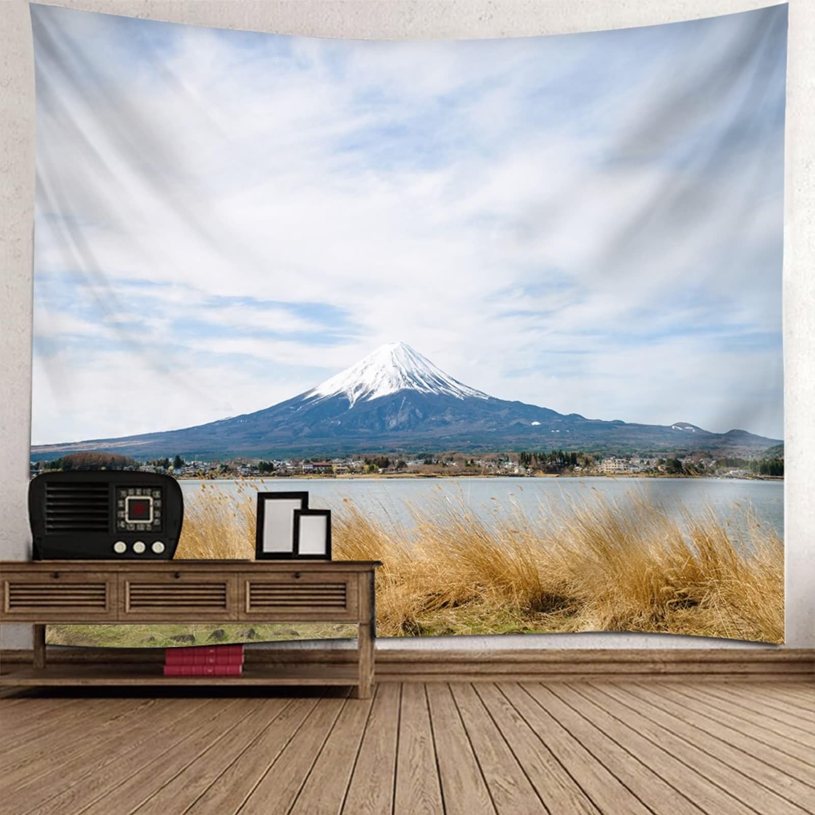 Tapis mural cuisine paysage de montagne enneigée grand kit