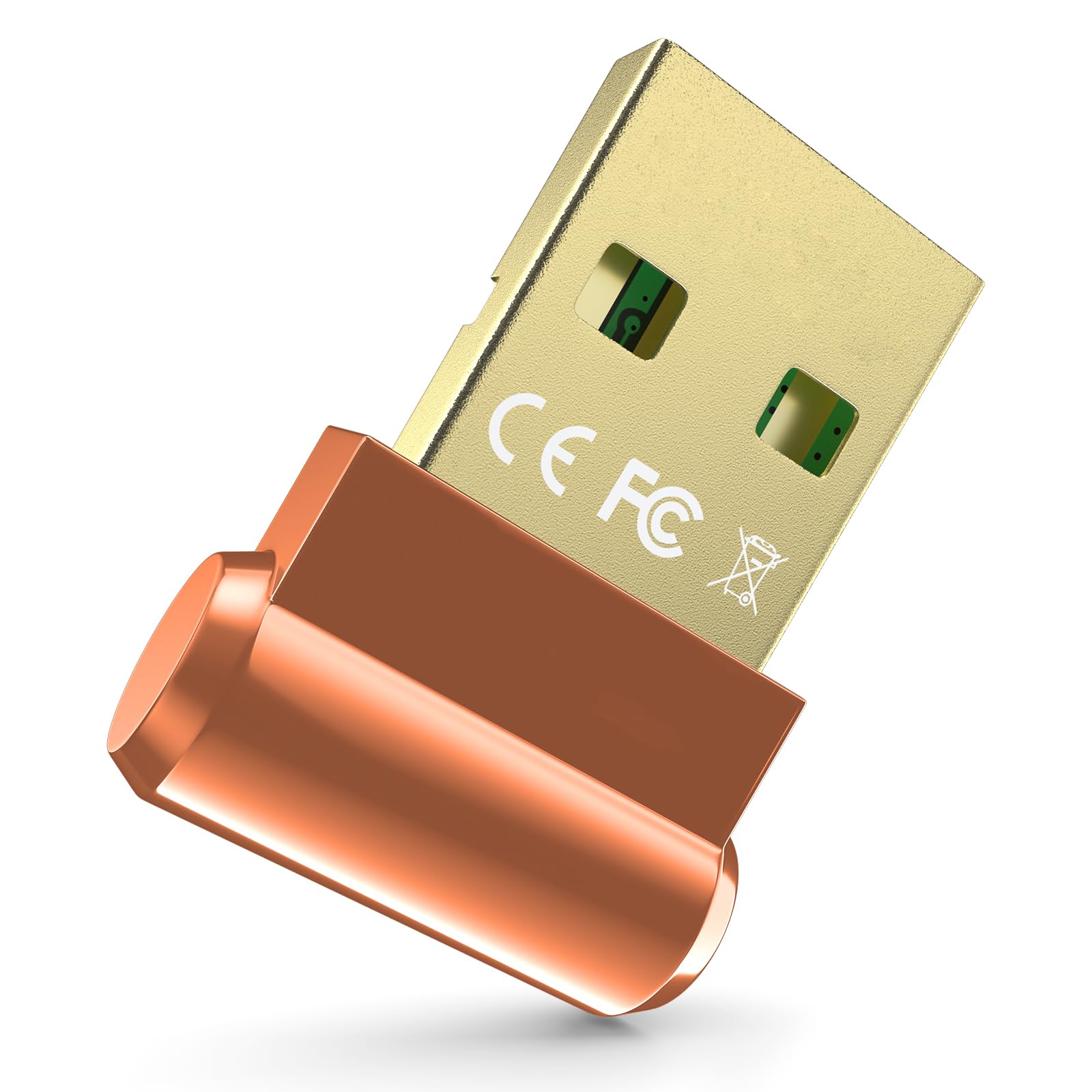 Bluetooth Adapter for Desktop PC, Plug &amp; Play 5.3 USB Mini EDR Dongle Receiver &amp; Transmitter for Laptop Computer Compatible with Headphones Keyboard Mouse Only Windows 11/10/8.1 (Orange)
