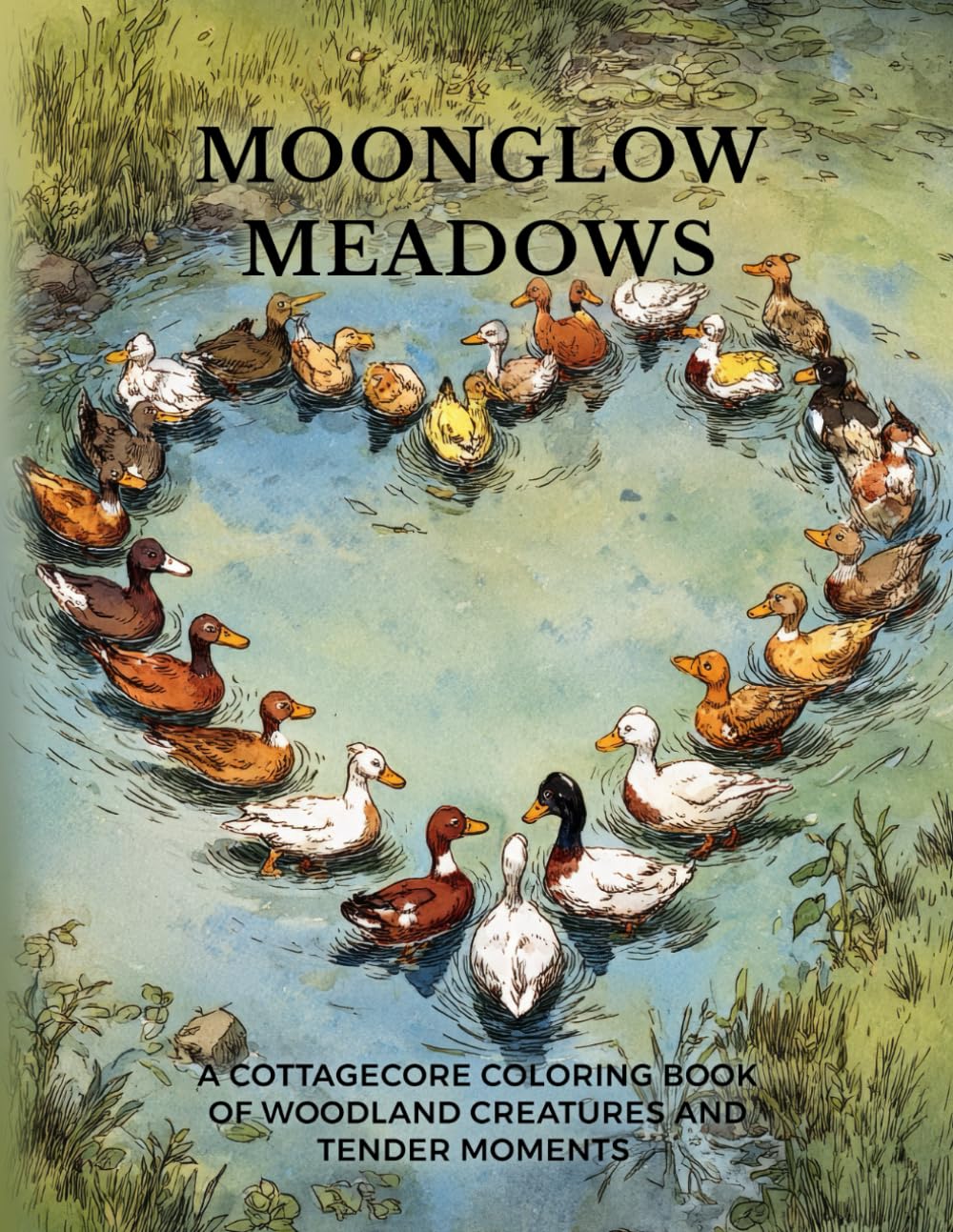Moonglow Meadows: A Cottagecore Coloring Book of Woodland Creatures and Tender Moments (Woodland Whispers: Cozy Coloring Books)