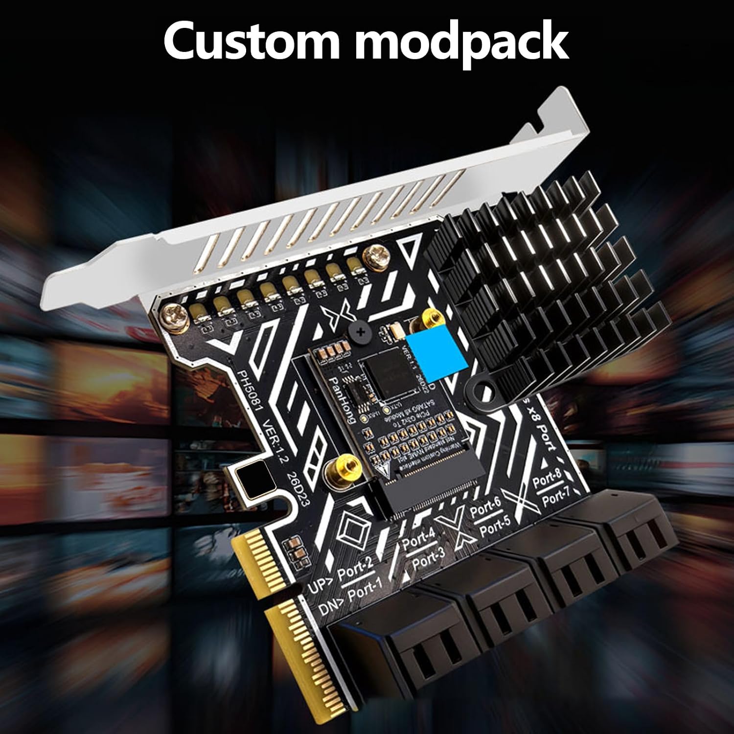 ATA Storage Controller Card, 8 Port Internal Drive Expansion Board with Gen3 Interface for Desktop Towers HBA Board Host Bus Adapter Internal Drive Card Archive Backup Media Tower Extender