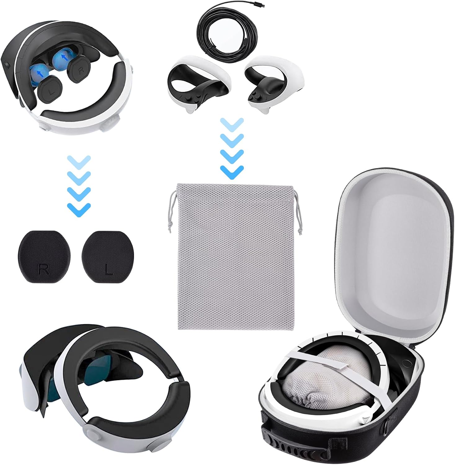 Hard Carrying Case for PlayStation VR2 Gaming Headset & Touch Controllers, PS VR2 Accessories Storage Bag with Lens Cover, Mesh Pocket and Shoulder Strap (Classic Black) image 4