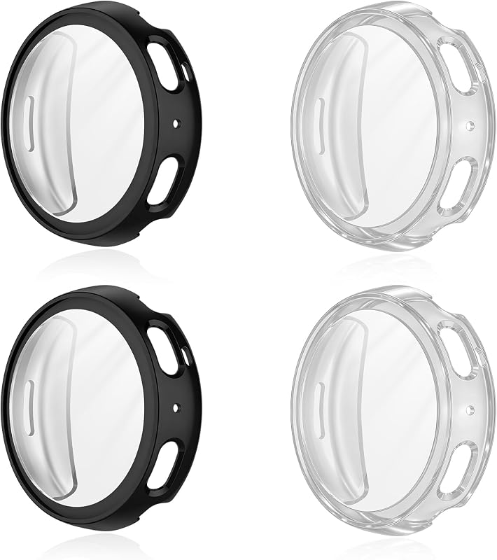 Piezas de repuesto de carcasa protectora de pantalla de PC dura de 4 piezas para Amazfit Active Max | Reloj inteligente, cubierta de parachoques de vidrio templado, accesorios resistentes antiarañazos para mujeres y hombres