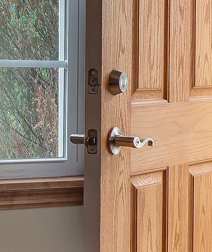 Miniatura 4 de Design House 783829 Cerrojo de esquina redonda de doble cilindro de 2 vías con pestillo níquel satinado