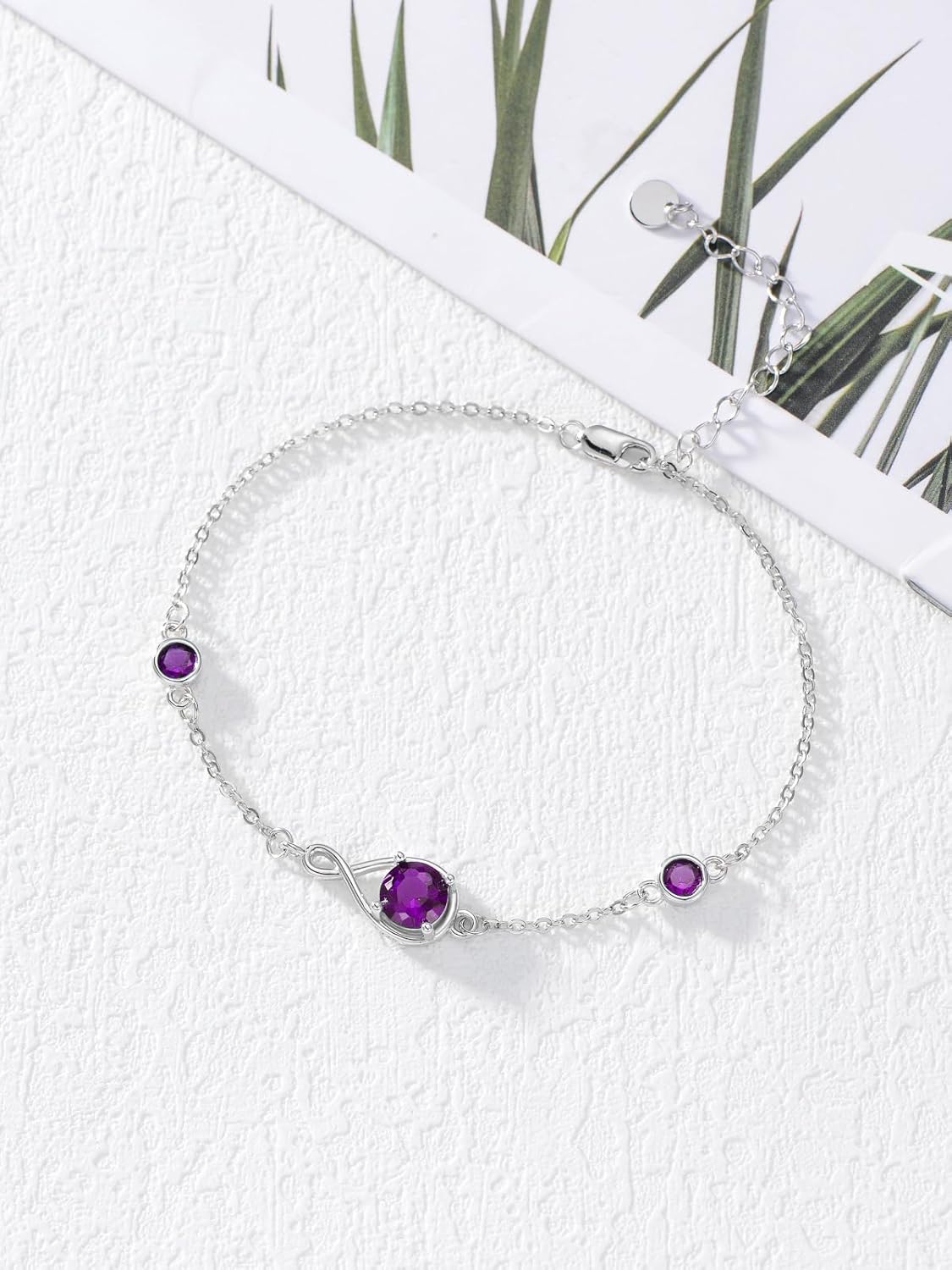 Seiyang Infinity Birthstone Link Ankle Bracelet for Women 925 Sterling Silver Adjustable Infinity Bracelet Anniversary Birthday Jewelry Gift,Chain Length 7"+2" Extend - Image 4