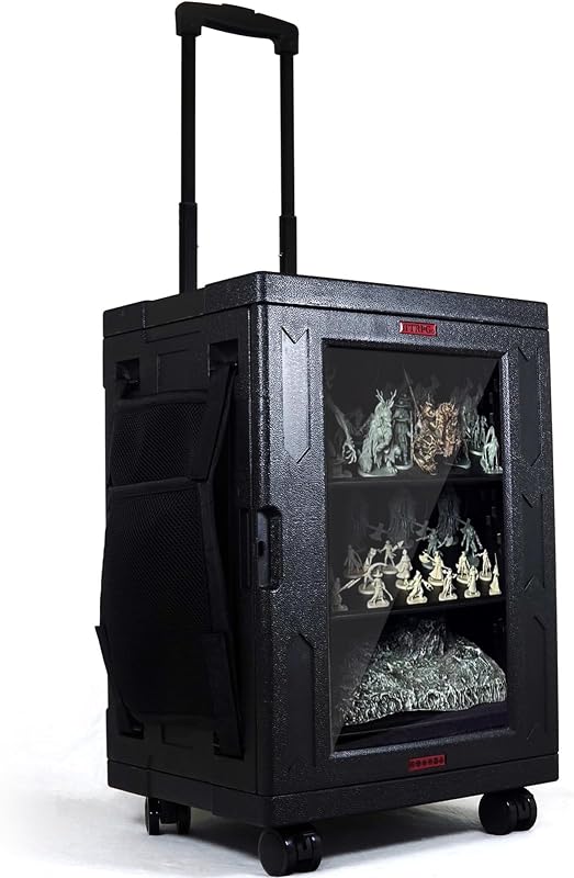 oTTRPGo Large Magnetic Miniature Carrying Case with Wheels for Warhammer | Trolley handle transport box, fits 3000+ pts Warhammer 40k & Age of Sigmar, tabletop RPG DND miniatures storage case