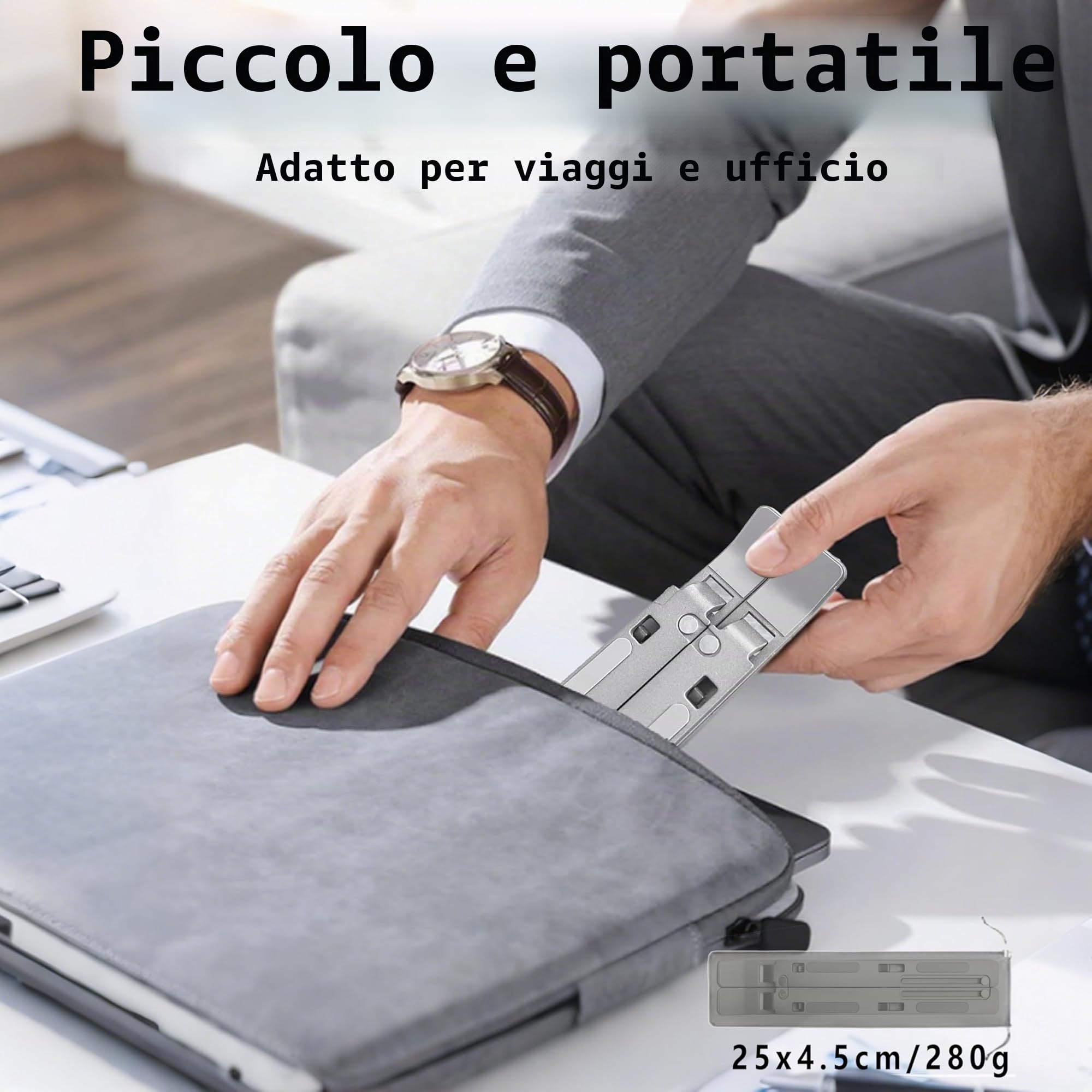 AiTodos Supporto Laptop in Lega di Alluminio, Pieghevole, Antiscivolo con Ventilazione, Regolazione a 6 Marce