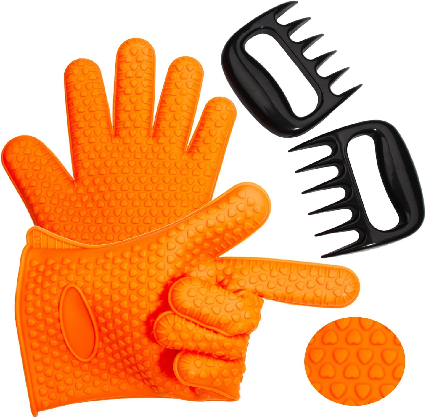Barbecue Gloves & Pulled Pork Claws Set Silicone Heat Resistant Grilling
