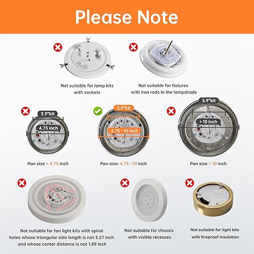 Miniatura 2 de Tomosu Kit de luz LED de ventilador de techo de 3.93 pulgadas, 120 V, 20 W, 2000 lúmenes, kit de readaptación LED regulable, 5000 K, ventilador de