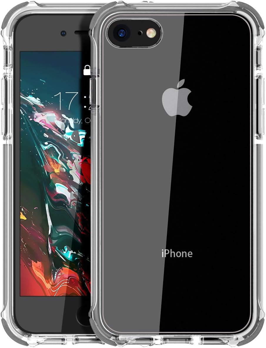 MATEPROX iPhone Se 2022 Case,iPhone SE 2020 case iPhone 8 case iPhone 7 Case Clear Shield Heavy Duty Anti-Yellow Anti-Scratch Shockproof Cover Compatible with iPhone 7/8/SE (Gray)