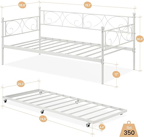 Miniatura 2 de IDEALHOUSE Sofá cama individual con marco de metal nido para sala de estar, dormitorio, apartamento, listones de metal resistentes, no necesita
