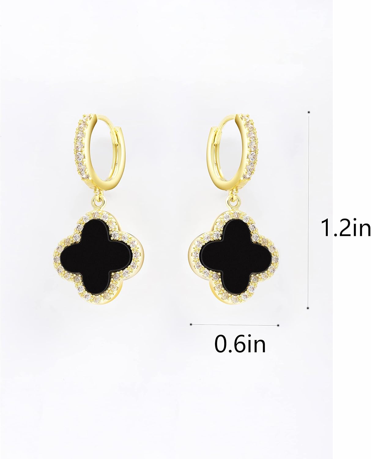 Gold Plated 925 Sterling Silver Gem Hoop Earrings Clover Designs with Crystal Charms Crystal Natural Gemstone Dangle Earrings for Women………