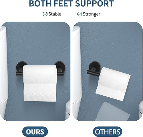 Miniatura 3 de Newfun Soporte de papel higiénico negro mate, SUS 304 de acero inoxidable ajustable, doble poste pivotante, soporte de pared para baño