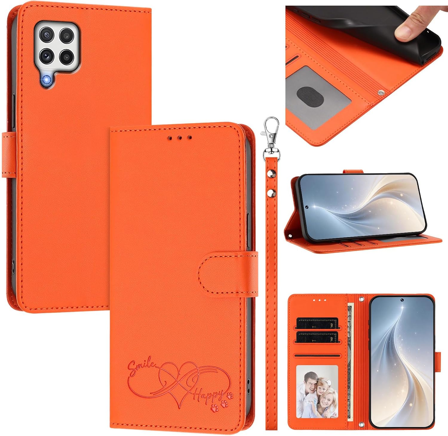 Compatible with T-Mobile REVVL 6 6X Pro,Compatible with T Phone Pro 5G Flip-Kickstand-Magnetic Card Slot Lanyard Protective Case Orange