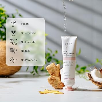 Boka Toothpaste - Fluoride Free Toothpaste, Nano Hydroxyapatite Toothpaste | Appropriate for Sensitive Teeth - Adult Oral Care - Coco Ginger - 1.3 Oz, 2PK